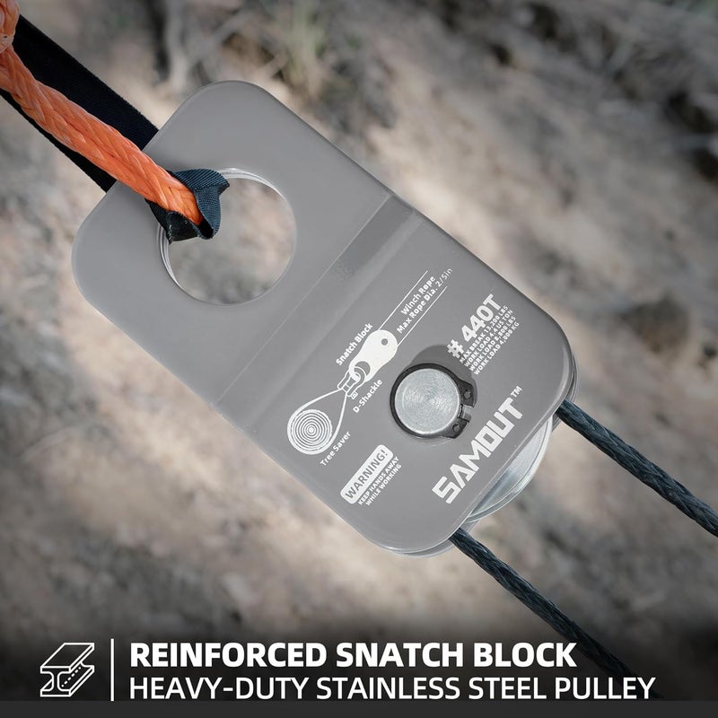 SAMOUT Winch Snatch Block (4.4 US Ton WLL) Recovery Towing Pulley System for Synthetic Rope or Steel Cable with Max Dia. 2/5in - Image 3